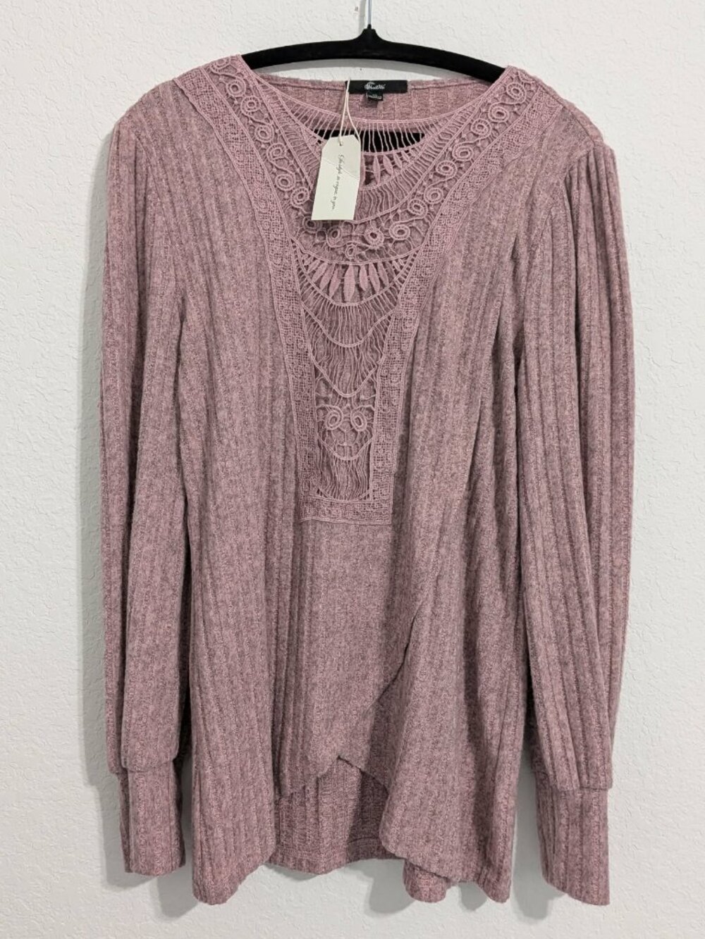 Shall We Women's Light Maroon Sweater with Lace Details NWT (XL)